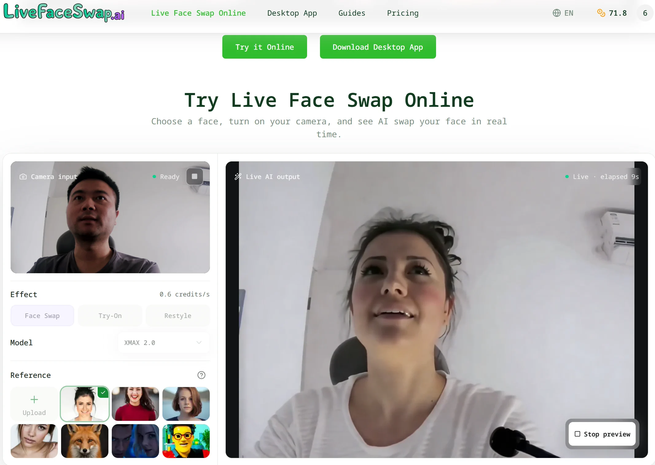Live Face Swap for Streaming